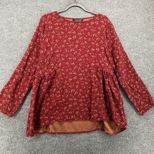 Gracila Blouse Top Womens 5XL Rust Floral Round Neck Peasant Cottagecore Prairie